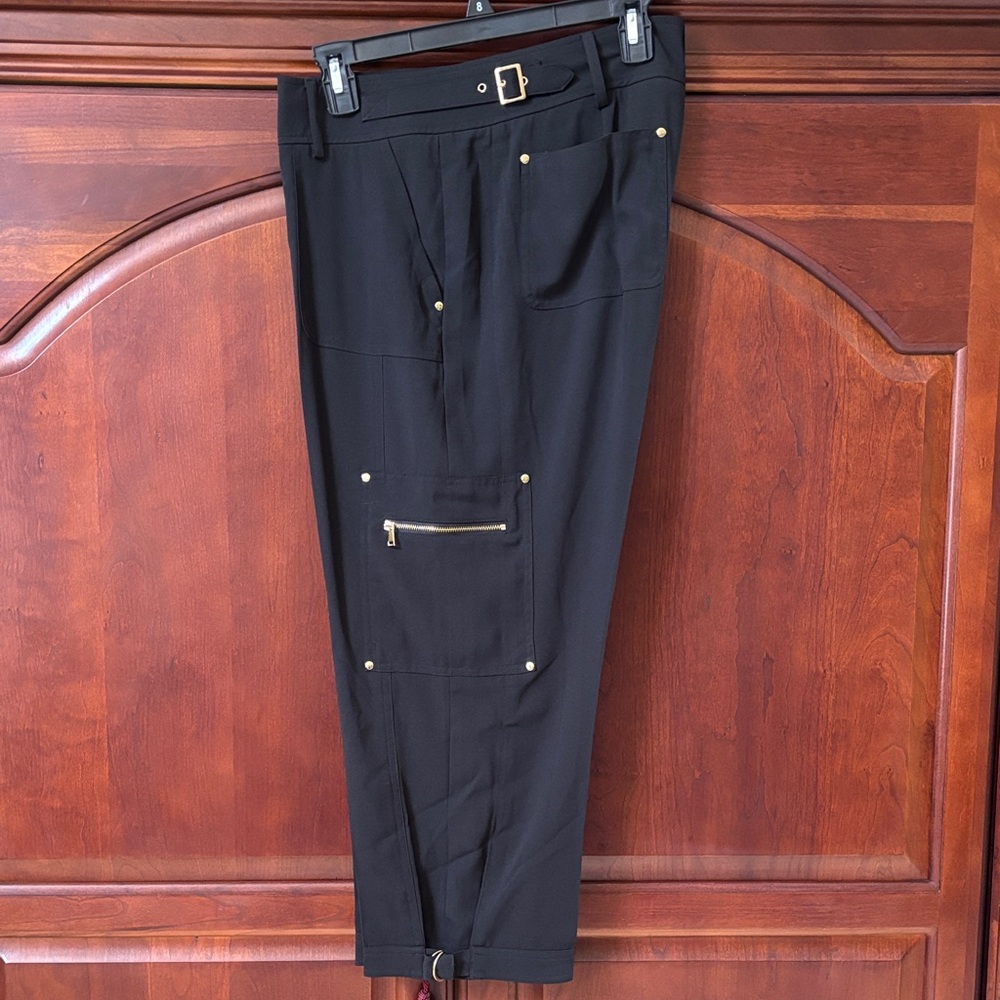 Cache Black Cargo Pants with Gold Accents